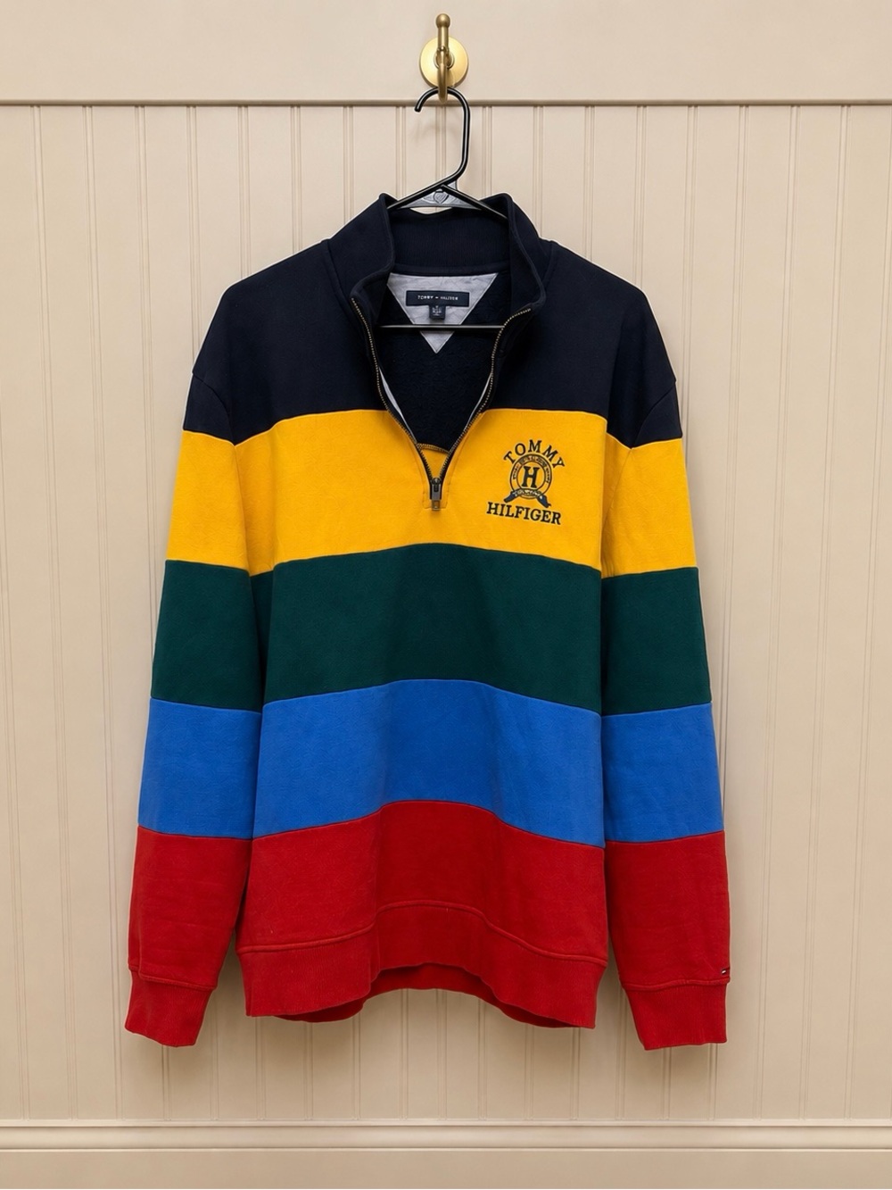 Tommy Hilfiger Color-block Quarter Zip Sweatshirt XL